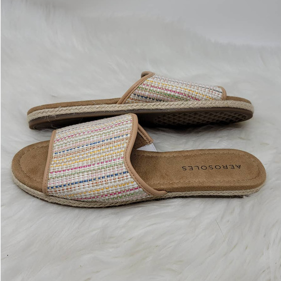 Aerosoles Tan Red Green Blue Yellow Slide On Espadrille Sandals 9.5 - Picture 3 of 8